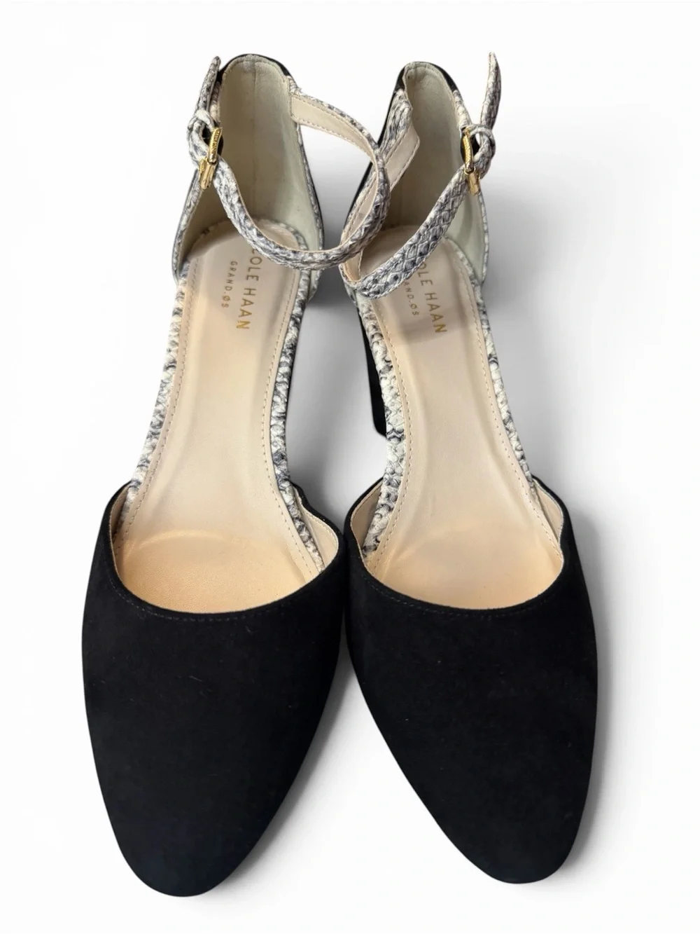 Cole Haan Lara Wedge Pump Snake-Print Ankle Strap